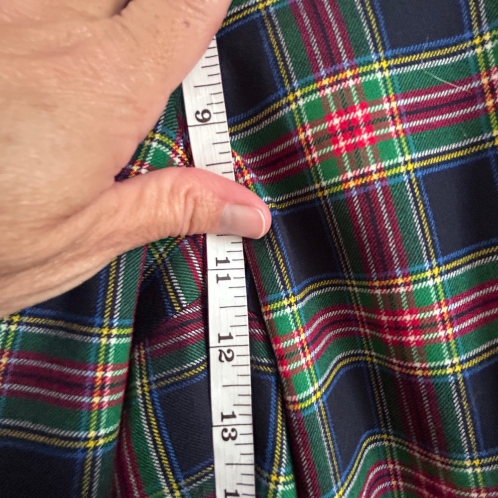 Talbots Womens 12 Plaid Wool Blend Ankle Pants Green Red Blue Bow Hem Trousers - Picture 4 of 10